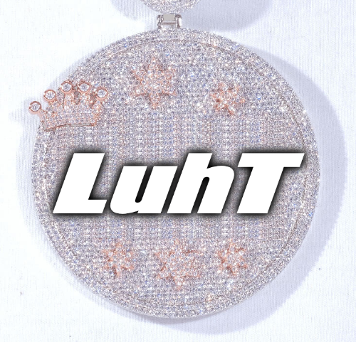 CUSTOM LETTER NECKLACE 3D BIG CROWN DISC