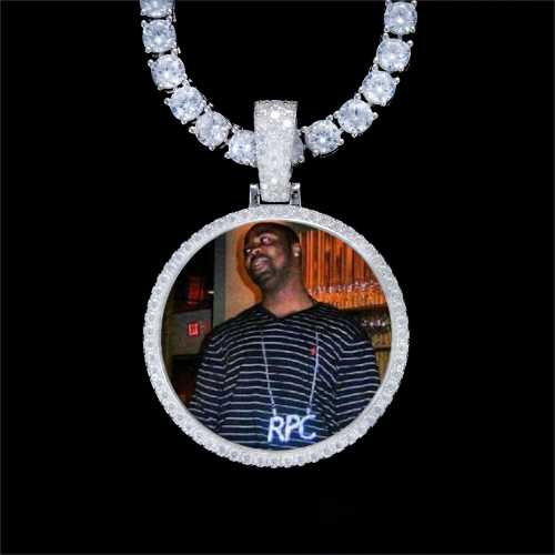 925S & VVS Moissanite 3D Circle Custom Picture Pendant