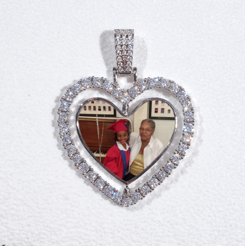 3D Spinning 2-Faced Heart Custom Picture Pendant
