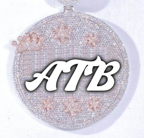 CUSTOM LETTER NECKLACE 3D BIG CROWN DISC