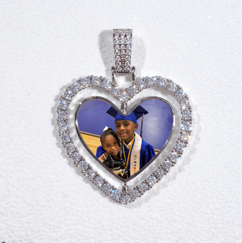 3D Spinning 2-Faced Heart Custom Picture Pendant