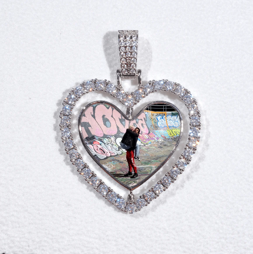 3D Spinning 2-Faced Heart Custom Picture Pendant