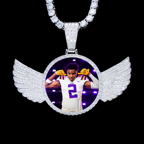 925S & VVS Moissanite 3D Wing Custom Picture Pendant