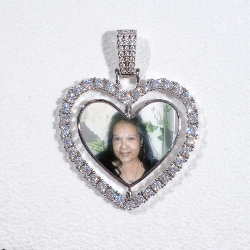 3D Spinning 2-Faced Heart Custom Picture Pendant
