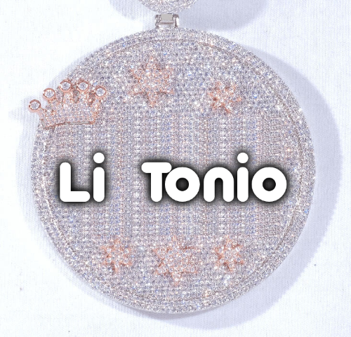 CUSTOM LETTER NECKLACE 3D BIG CROWN DISC