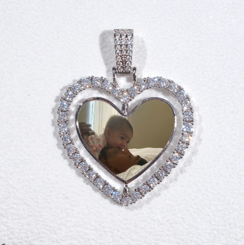 3D Spinning 2-Faced Heart Custom Picture Pendant