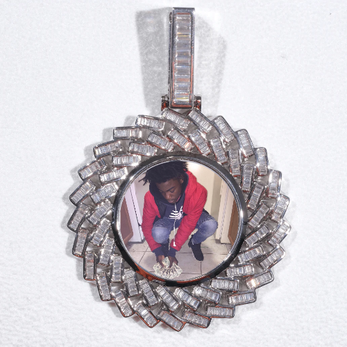 Large 3D Baguette Custom Picture Pendant
