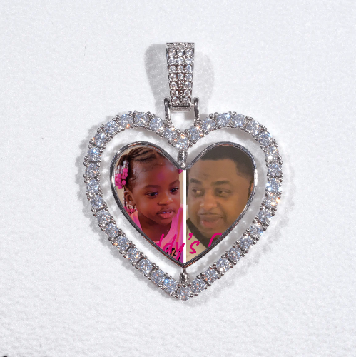 3D Spinning 2-Faced Heart Custom Picture Pendant