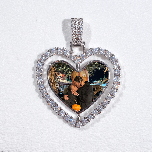 3D Spinning 2-Faced Heart Custom Picture Pendant