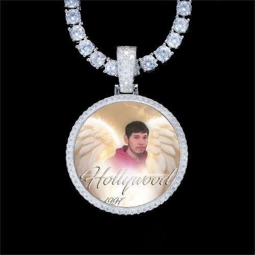 925S & VVS Moissanite 3D Circle Custom Picture Pendant