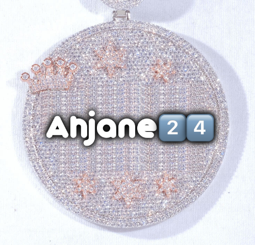 CUSTOM LETTER NECKLACE 3D BIG CROWN DISC