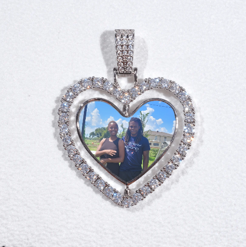 3D Spinning 2-Faced Heart Custom Picture Pendant