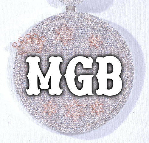 CUSTOM LETTER NECKLACE 3D BIG CROWN DISC