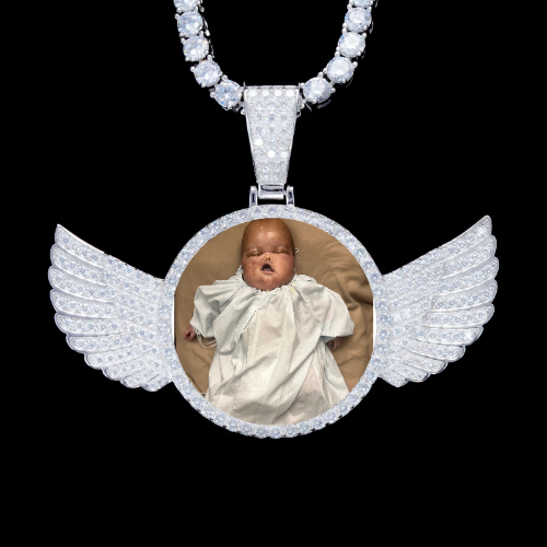 925S & VVS Moissanite 3D Wing Custom Picture Pendant