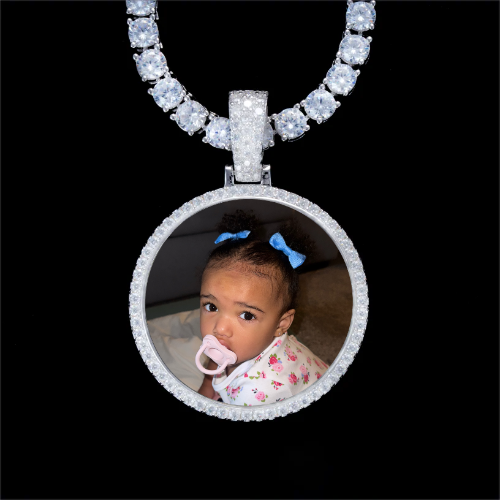 925S & VVS Moissanite 3D Circle Custom Picture Pendant