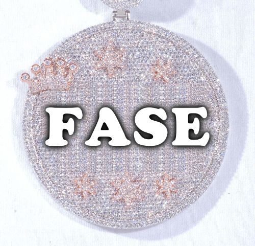 CUSTOM LETTER NECKLACE 3D BIG CROWN DISC