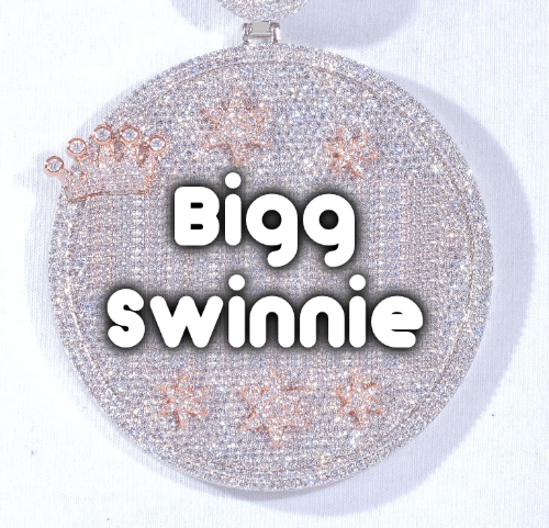 CUSTOM LETTER NECKLACE 3D BIG CROWN DISC
