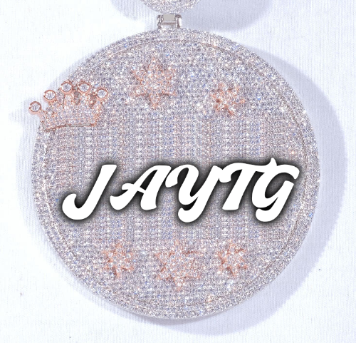 CUSTOM LETTER NECKLACE 3D BIG CROWN DISC