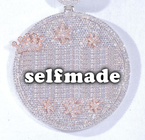 CUSTOM LETTER NECKLACE 3D BIG CROWN DISC