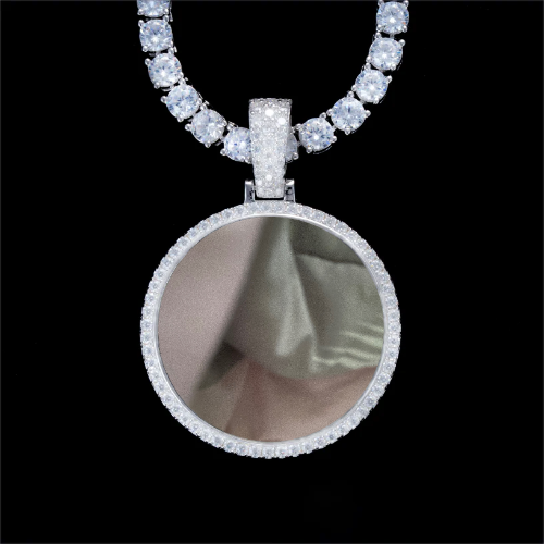 925S & VVS Moissanite 3D Circle Custom Picture Pendant