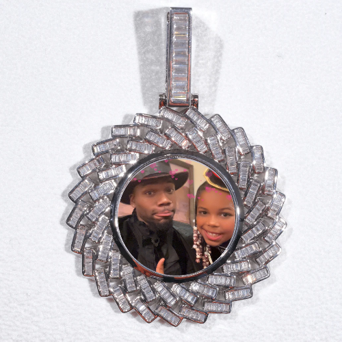 Large 3D Baguette Custom Picture Pendant