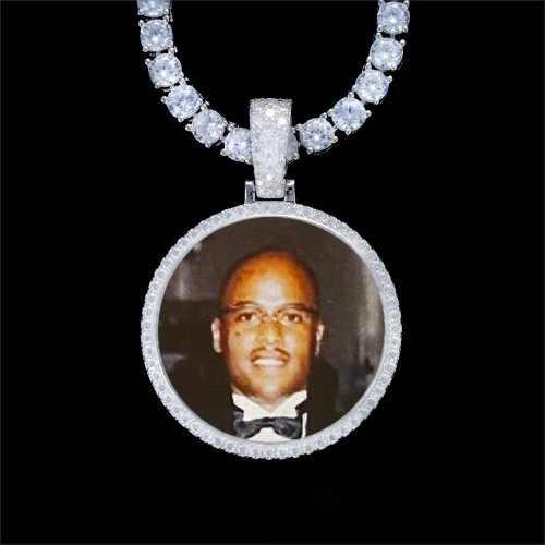 925S & VVS Moissanite 3D Circle Custom Picture Pendant