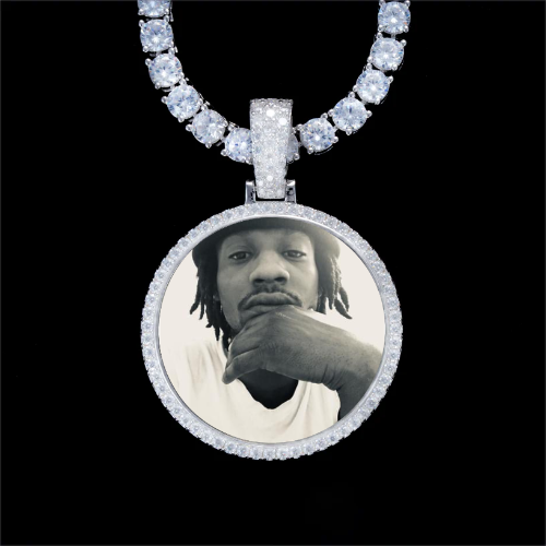 925S & VVS Moissanite 3D Circle Custom Picture Pendant
