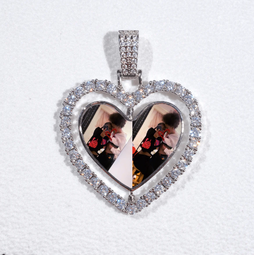 3D Spinning 2-Faced Heart Custom Picture Pendant