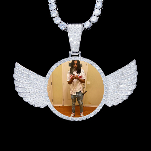 925S & VVS Moissanite 3D Wing Custom Picture Pendant