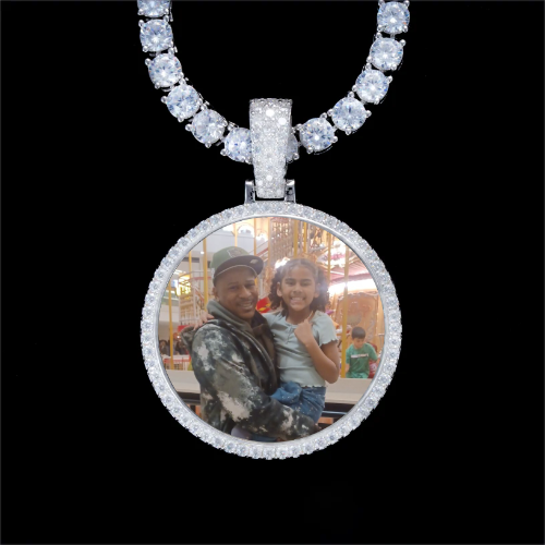 925S & VVS Moissanite 3D Circle Custom Picture Pendant