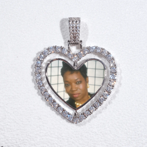 3D Spinning 2-Faced Heart Custom Picture Pendant