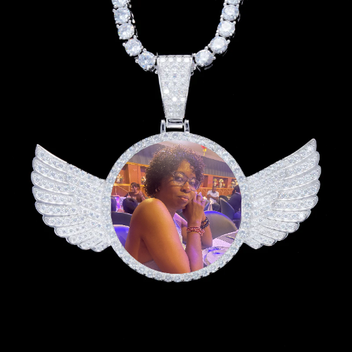 925S & VVS Moissanite 3D Wing Custom Picture Pendant