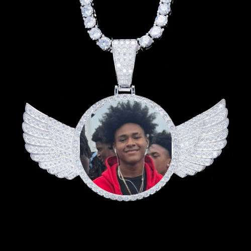925S & VVS Moissanite 3D Wing Custom Picture Pendant