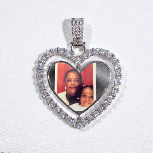 3D Spinning 2-Faced Heart Custom Picture Pendant