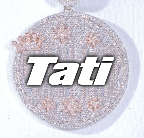 CUSTOM LETTER NECKLACE 3D BIG CROWN DISC