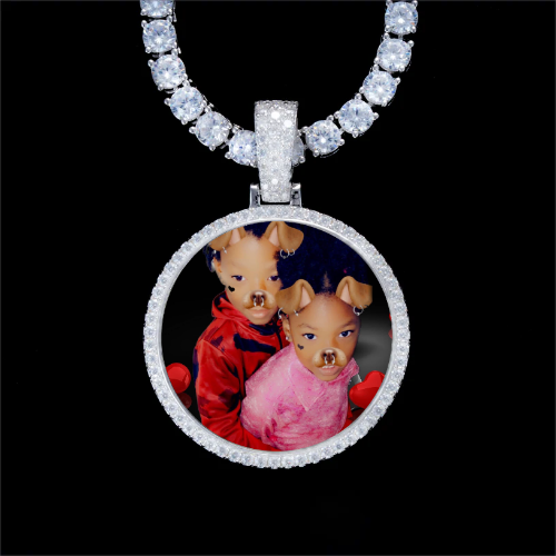 925S & VVS Moissanite 3D Circle Custom Picture Pendant