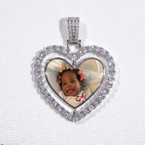 3D Spinning 2-Faced Heart Custom Picture Pendant