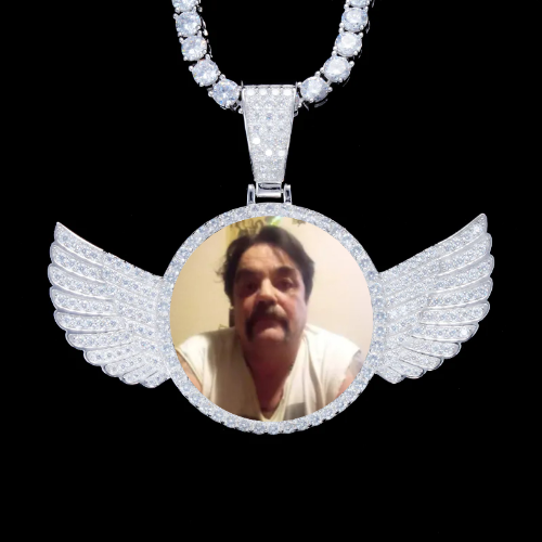 925S & VVS Moissanite 3D Wing Custom Picture Pendant