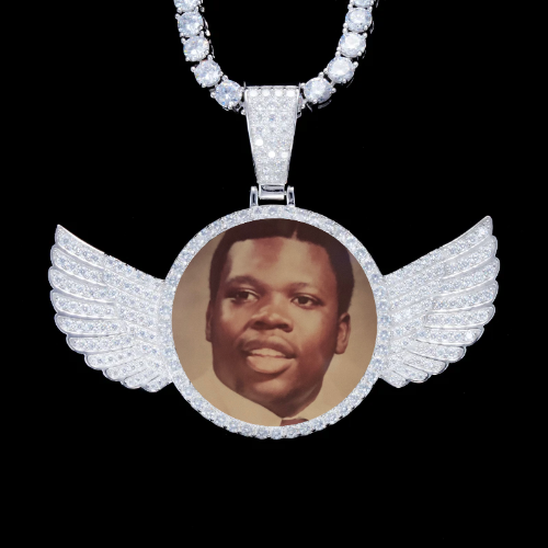 925S & VVS Moissanite 3D Wing Custom Picture Pendant