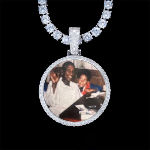 925S & VVS Moissanite 3D Circle Custom Picture Pendant