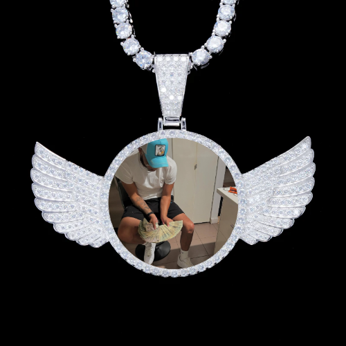 925S & VVS Moissanite 3D Wing Custom Picture Pendant