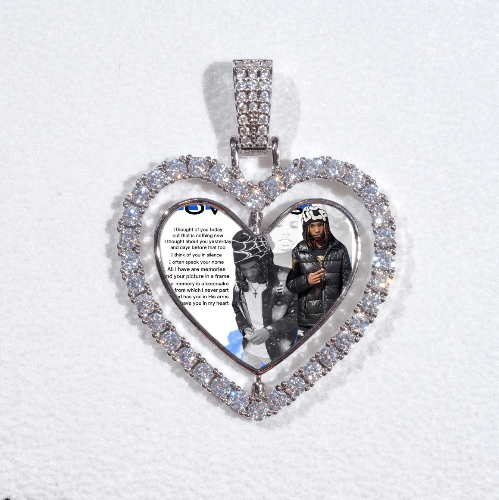 3D Spinning 2-Faced Heart Custom Picture Pendant