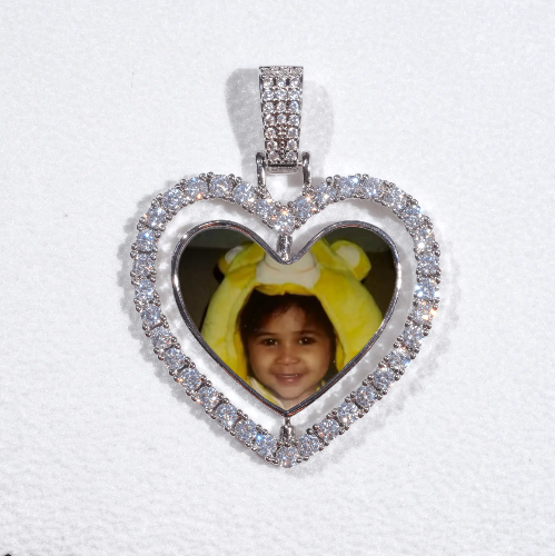 3D Spinning 2-Faced Heart Custom Picture Pendant