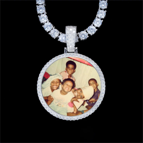 925S & VVS Moissanite 3D Circle Custom Picture Pendant