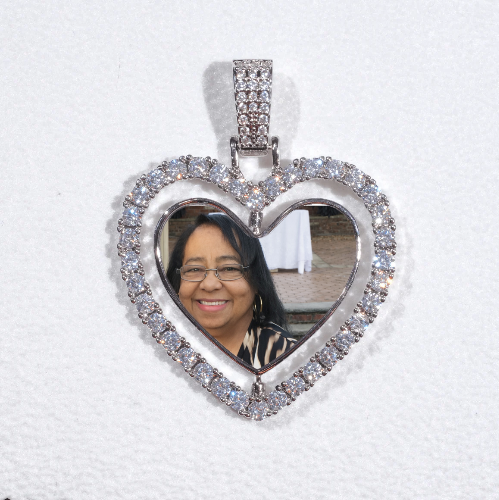 3D Spinning 2-Faced Heart Custom Picture Pendant