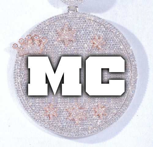 CUSTOM LETTER NECKLACE 3D BIG CROWN DISC