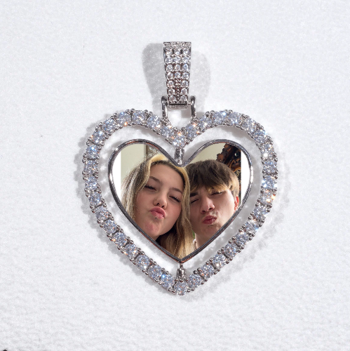 3D Spinning 2-Faced Heart Custom Picture Pendant