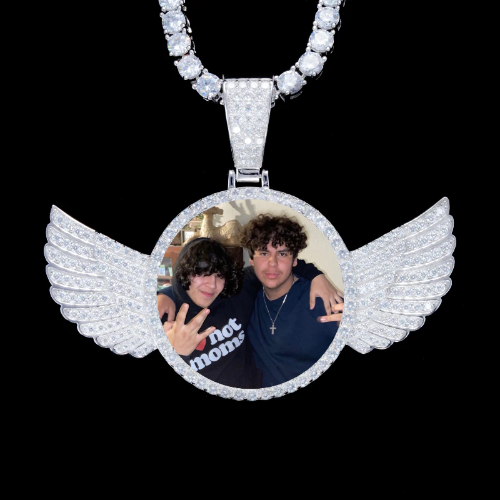 925S & VVS Moissanite 3D Wing Custom Picture Pendant