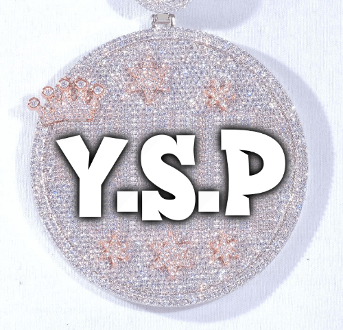 CUSTOM LETTER NECKLACE 3D BIG CROWN DISC