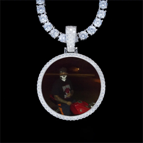 925S & VVS Moissanite 3D Circle Custom Picture Pendant